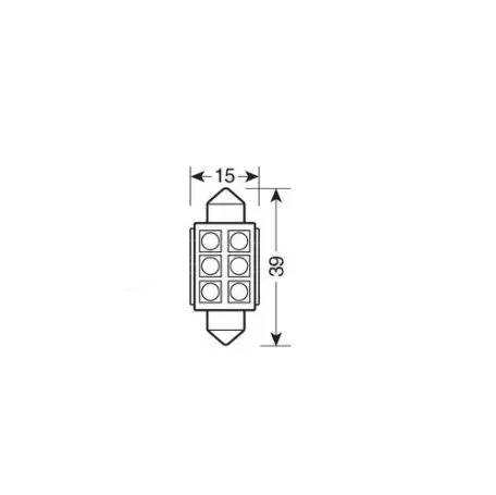 Lampa Λαμπάκια Πλαφονιέρας 24-30V SV8,5-8 15x39mm 108lm HYPER-LED18 (Διπλής Πολικότητας) BLISTER 2τεμ L9827.2 