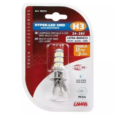 Lampa Λαμπάκι H3 24/28V PK22s Hyper-Led 39 Λευκό 1 Τεμ.  L9822.2 