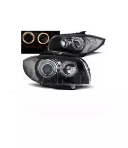 Μπροστινά Φανάρια Set Για Bmw 1 E87/E88/E81/E82 04-11 Angel Eyes Μαύρα H7/H7 Depo 