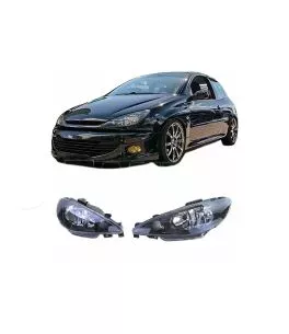 Μπροστινά Φανάρια Set Για Peugeot 206 98-13 Μαύρα Η7/Η7 Depo 