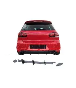 Diffuser Πίσω Προφυλακτήρα Για VW Golf VI (6) 08-13 Για GTI Έκδοση Γυαλιστερό Μαύρο 3 Bars & 2 Side Splitters Από Πλαστικό 3 Τεμ 