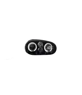 Φανάρια εμπρός angel eyes για Vw Golf IV R32 - μαύρα , με λάμπες (Η1) - σετ 2τμχ. 