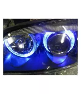 Φανάρια εμπρός angel eyes για Vw Passat B5.5 (2001-2005) - μαύρα , χωρίς λάμπες (Η7) - σετ 2τμχ. 