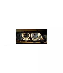 Φανάρια εμπρός angel eyes για BMW E46 coupe και cabrio (2003-2006) - μαύρα , χωρίς λάμπες (Η7) - σετ 2τμχ. 