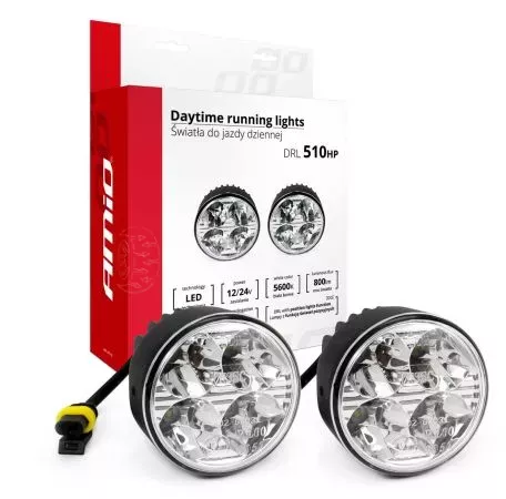 AMIO ΦΩΤΑ ΗΜΕΡΑΣ DRL 12/24V 11,16W 8xSMD LED 800lm DRL 510HP ΣΤΡΟΓΓΥΛΟΙ 70mm 2ΤΕΜ 01524/AM 