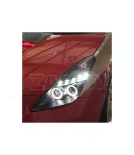 Μπροστινά Φανάρια Set Για Toyota Celica T230 99-05 Angel Eyes & Led Μαύρα H3/H1 Manual Junyan 