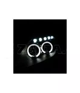 Μπροστινά Φανάρια Set Για Toyota Celica T230 99-05 Angel Eyes & Led Μαύρα H3/H1 Manual Junyan 