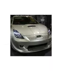 Μπροστινά Φανάρια Set Για Toyota Celica T230 99-05 Angel Eyes & Led Μαύρα H3/H1 Manual Junyan 