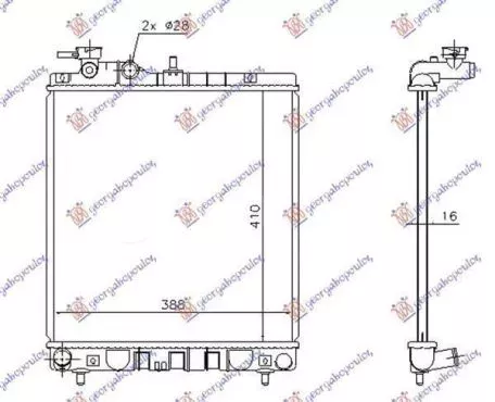 Ψυγείο Νερού 1.1 12V (Με/Χωρίς A/C) (41x39.5) Hyundai Atos Prime 2003-2007 