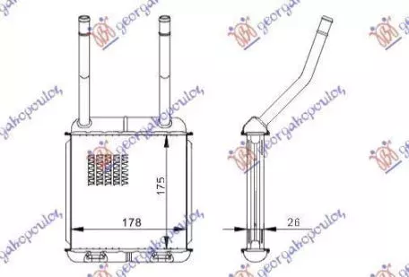 Ψυγείο Καλοριφέρ (Brazed) (Χωρίς A/C) (17.5x17.8) Opel Astra F 1995-1998 