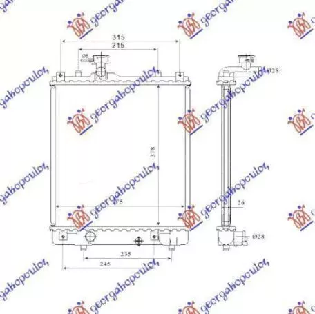 Ψυγείο Νερού 1.0-1.2 (37.5x38) (Ουγγαρέζικο) (Ανοιχτό Κύκλωμα) Opel Agila 1999-2008 