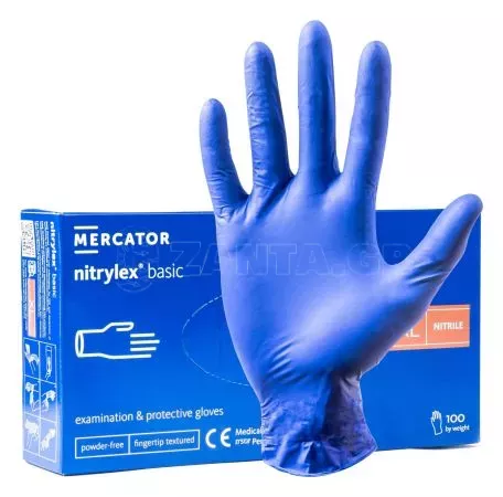 AMIO ΓΑΝΤΙΑ ΝΙΤΡΙΛΙΟΥ MERCATOR NITRYLEX BASIC ΣΕ ΜΠΛΕ ΧΡΩΜΑ X-LARGE (XL) ΑΜΙΟ - 100 ΤΕΜ. MER02959/AM 