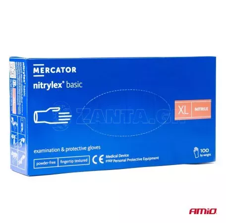 AMIO ΓΑΝΤΙΑ ΝΙΤΡΙΛΙΟΥ MERCATOR NITRYLEX BASIC ΣΕ ΜΠΛΕ ΧΡΩΜΑ X-LARGE (XL) ΑΜΙΟ - 100 ΤΕΜ. MER02959/AM 