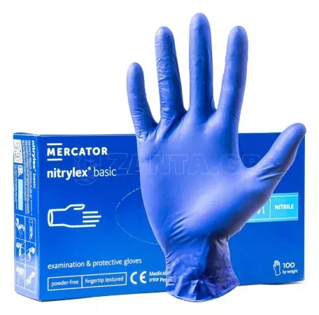 AMIO ΓΑΝΤΙΑ ΝΙΤΡΙΛΙΟΥ MERCATOR NITRYLEX BASIC ΣΕ ΜΠΛΕ ΧΡΩΜΑ MEDIUM (M) ΑΜΙΟ - 100 ΤΕΜ. MER02957/AM 