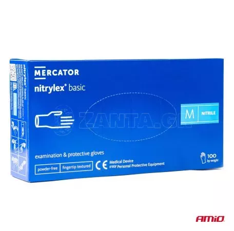 AMIO ΓΑΝΤΙΑ ΝΙΤΡΙΛΙΟΥ MERCATOR NITRYLEX BASIC ΣΕ ΜΠΛΕ ΧΡΩΜΑ MEDIUM (M) ΑΜΙΟ - 100 ΤΕΜ. MER02957/AM 