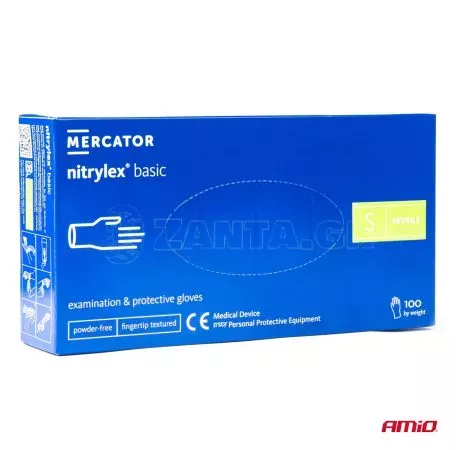 AMIO ΓΑΝΤΙΑ ΝΙΤΡΙΛΙΟΥ MERCATOR NITRYLEX BASIC ΣΕ ΜΠΛΕ ΧΡΩΜΑ SMALL (S) ΑΜΙΟ - 100 ΤΕΜ. MER02956/AM 