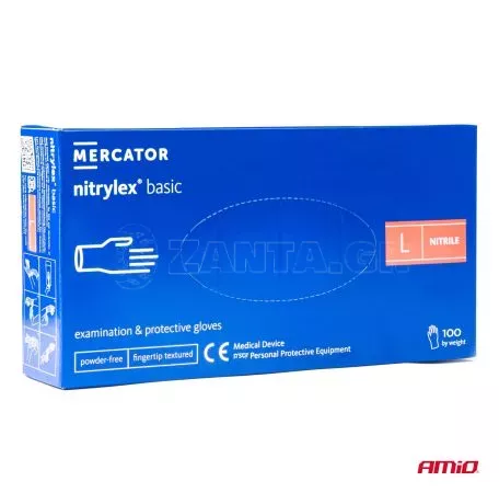 AMIO ΓΑΝΤΙΑ ΝΙΤΡΙΛΙΟΥ MERCATOR NITRYLEX BASIC ΣΕ ΜΠΛΕ ΧΡΩΜΑ LARGE (L) ΑΜΙΟ - 100 ΤΕΜ. MER02958/AM 