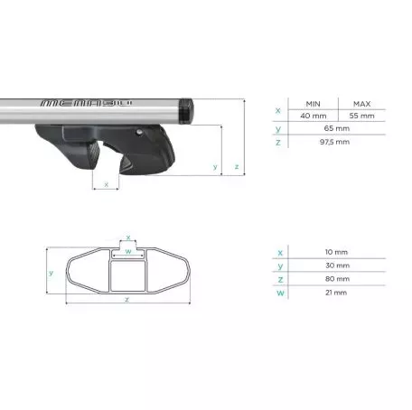 MENABO ΜΠΑΡΕΣ ΟΡΟΦΗΣ ΑΛΟΥΜΙΝΙΟΥ JACKSON SILVER 120 cm ΣΕ ΑΣΗΜΙ ΧΡΩΜΑ ΓΙΑ ΟΡΟΦΗ ΜΕ RAISED RAILS MENABO - 2 ΤΕΜ. 11280/MB 