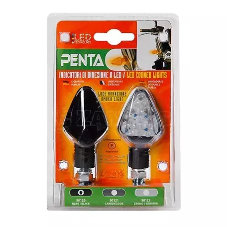 Lampa Φλας Μοτο Penta 12v-21w με Led και λευκό καθρέπτη ΜΑΥΡΟ - 2 ΤΕΜΑΧΙΑ 9012.0-LM 