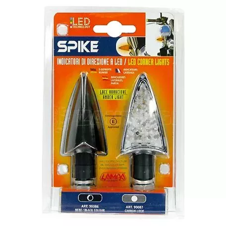 Lampa Φλας Μοτο Spike 12v-21w με Led και Λευκό καθρέπτη 9008.6-LM 