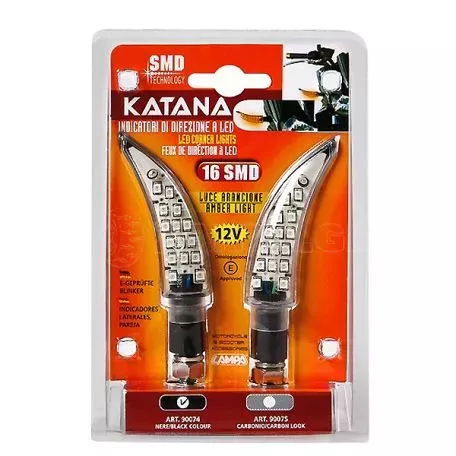 Lampa ΦΛΑΣ ΜΟΤΟ KATANA 12V 16LED SMD 100x35mm ΜΑΥΡΟ 2ΤΕΜ. 9007.4-LM 