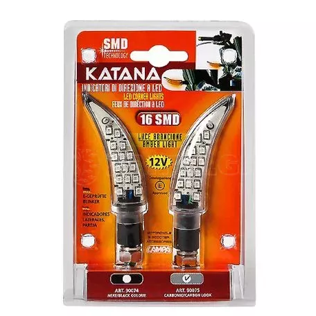 Lampa ΦΛΑΣ ΜΟΤΟ KATANA 12V 16LED SMD 100x35mm CARBON 2ΤΕΜ. 9007.5-LM 