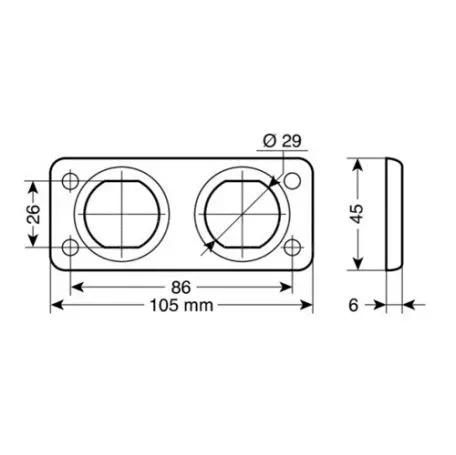 Lampa ΒΑΣΗ ΔΙΠΛΗ ΓΙΑ ΠΡΙΖΕΣ ΕΧΤ 105x45mm 3901.0-LM 