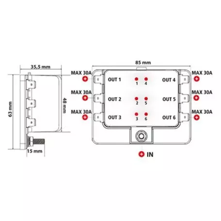 Lampa ΔΙΑΝΕΜΗΤΗΣ ΑΣΦΑΛΕΙΟΘΗΚΗ 12/24V 1 ΕΣΟΔΟ > 6 ΕΞΟΔΟΙ L7009.7 