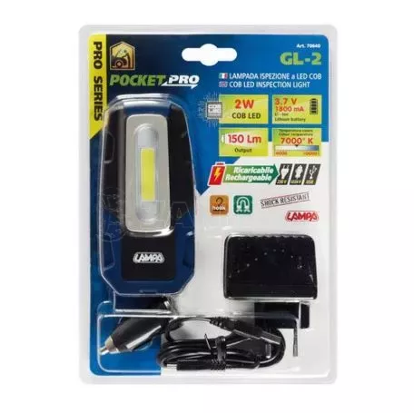 Lampa ΦΑΚΟΣ GL-2 12/24/230V/USB COB LED 150lm 2W 7.000K PRO-SERIES ΑΔΙΑΒΡΟΧΟΣ ΜΕ ΜΑΓΝΗΤΙΚΗ ΒΑΣΗ+ΓΑΝΤΖΟΣ L7064.0 