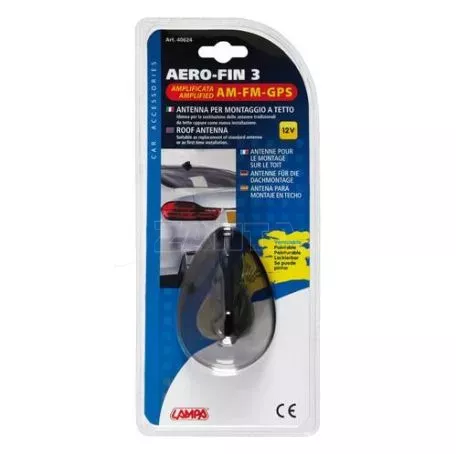 Lampa ΚΕΡΑΙΑ ΚΑΡΧΑΡΙΑΣ AERO-FIN 3 12V ΜΑΥΡΗ AM/FM/GPS ΜΕ ΕΝΙΣΧΥΤΗ ΣΗΜΑΤΟΣ 86x170x70mm L4062.4 