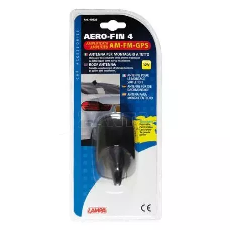 Lampa ΚΕΡΑΙΑ ΚΑΡΧΑΡΙΑΣ AERO-FIN 4 12V ΜΑΥΡΗ AM/FM/GPS ΜΕ ΕΝΙΣΧΥΤΗ ΣΗΜΑΤΟΣ 55x85x64mm L4062.6 