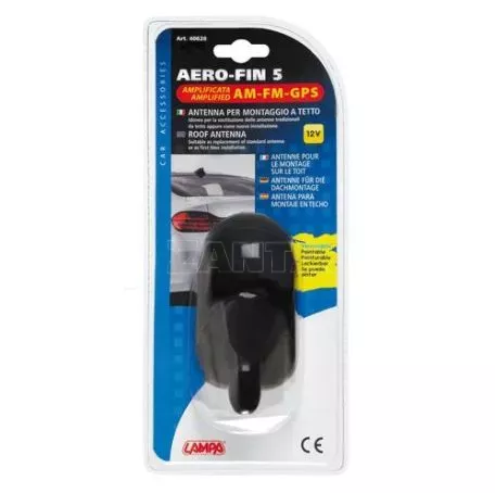 Lampa ΚΕΡΑΙΑ ΚΑΡΧΑΡΙΑΣ AERO-FIN 5 12V ΜΑΥΡΗ AM/FM/GPS ΜΕ ΕΝΙΣΧΥΤΗ ΣΗΜΑΤΟΣ 64x108x67mm L4062.8 