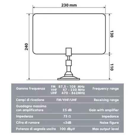 Lampa Ψηφιακή κεραία τηλεόρασης με αντάπτορα αναπτήρα L3910.4 