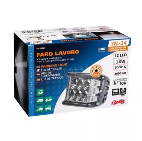 Lampa ΠΡΟΒΟΛΕΑΣ ΕΡΓΑΣΙΑΣ ΤΕΤΡΑΓΩΝΟΣ WL-24 12LED 36W 3000lm 9>32V (52x62x47mm) ΦΩΣ ΔΙΑΘΛΑΣΗΣ 3 ΟΨΕΩΝ -1ΤΕΜ. L7228.7 