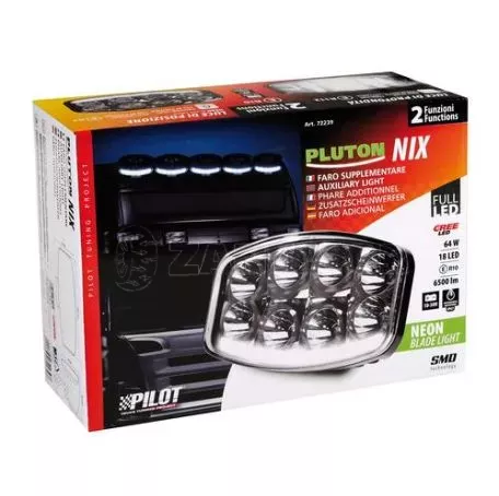 Lampa ΠΡΟΒΟΛΕΑΣ PLUTON NIX 10>30V 18CREE LED 64W 6500lm ΚΑΡΦΙ ΜΕ NEON ΘΕΣΕΩΣ 245x170x89mm 1ΤΕΜ. L7223.9 