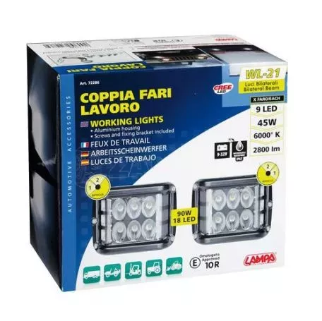 Lampa ΠΡΟΒΟΛΕΑΣ ΕΡΓΑΣΙΑΣ ΤΕΤΡΑΓΩΝΟΣ WL-21 9 CREE LED 45W 2800lm 9>32V (52x62x47 mm) ΦΩΣ ΔΙΑΘΛΑΣΗΣ 2 ΟΨΕΩΝ -2ΤΕΜ. L7228.6 