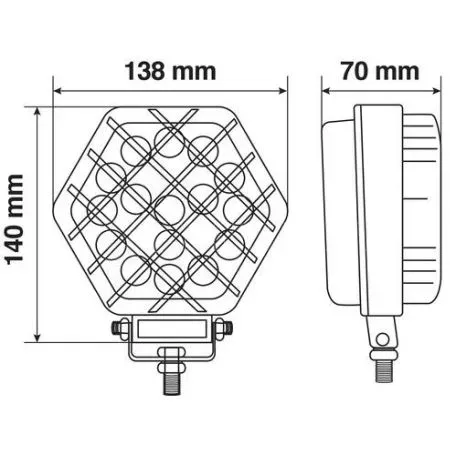 Lampa ΠΡΟΒΟΛΕΑΣ ΕΡΓΑΣΙΑΣ WL-22 16LED 52W 2400lm 9>32V (138 x 140 x 70 mm) ΚΑΡΦΙ 1 ΤΕΜ. L7234.0 