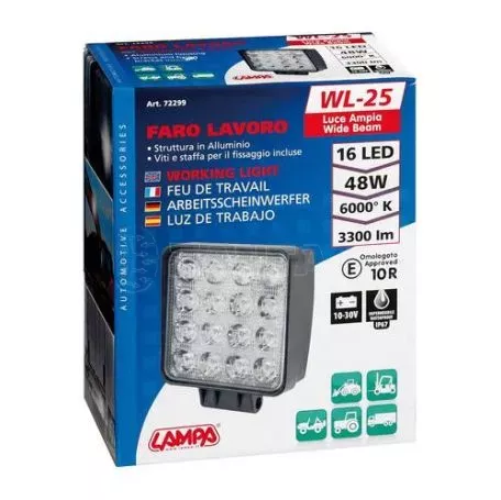 Lampa ΠΡΟΒΟΛΕΑΣ ΕΡΓΑΣΙΑΣ  WL-25 16LED 48W 3300lm 10>30V (108x128x58mm) ΦΩΣ ΔΙΑΘΛΑΣΗΣ -1ΤΕΜ. L7229.9 