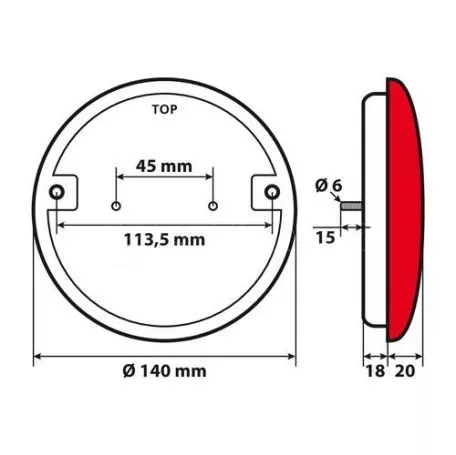 Lampa ΦΩΣ ΦΟΡΤΗΓΟΥ ΠΙΣΩ 12/24V 14LED ΚΟΚΚΙΝΟ/ΠΟΡΤΟΚΑΛΙ 3 ΧΡΗΣΕΩΝ ΣΤΡΟΓΓΥΛΟ 140mm 1ΤΕΜ. L4152.9 