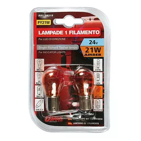 Lampa Μονοπολική Λάμπα 24V PY21W - 21W - BAU15s  Παράκεντρη- 2 τεμάχια  L9821.9 