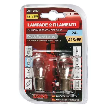 Lampa Διπολική Λάμπα 24V P21/5W - BAΥ15d - 2 τεμάχια L9823.1 