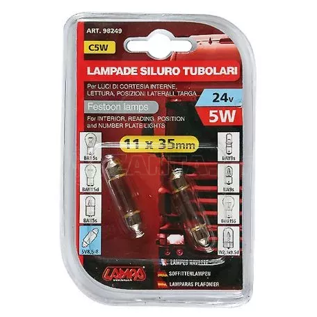 Lampa Λαμπάκι Πλαφονιέρας 24V 11x35mm - C5W - SV8,5-8  2 ΤΕΜΑΧΙΑ L9824.9 