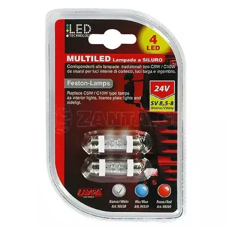 Lampa Λαμπάκι Πλαφονιέρας 4 Led 24V- SV8,5-8 - 2 τεμαχια   L9835.8 