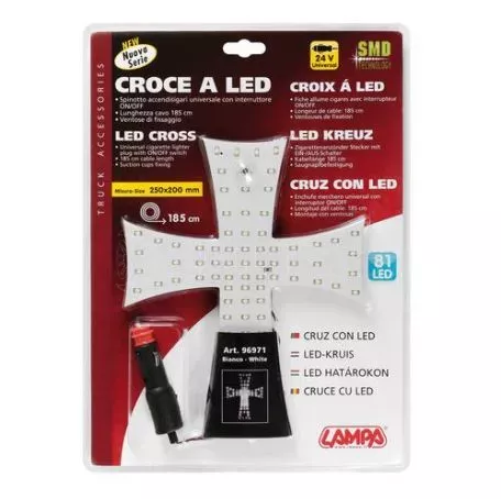 Lampa ΣΤΑΥΡΟΣ 24V ΜΕ 81 LED ΛΕΥΚΟ ΜΕ ΦΙΣ ΑΝΑΠΤΗΡΑ ΚΑΙ ΚΑΛΩΔΙΟ 200cm 200x250mm L9697.1 