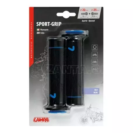 Lampa ΧΕΙΡΟΛΑΒΕΣ ΤΙΜΟΝΙΟΥ ΜΗΧΑΝΗΣ SPORT-GRIP ΜΑΥΡΟ/ΜΠΛΕ (22 mm-12cm/25mm-12,5cm) LAMPA - 2 ΤΕΜ. 9058.1-LM 