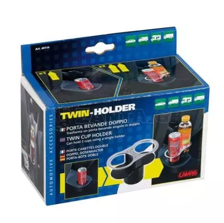 Lampa ΠΟΤΗΡΟΘΗΚΗ ΔΙΠΛΗ TWIN-HOLDER - ΘΗΚΕΣ 68 mm (ΜΕ ΒΑΣΗ 65 mm) ΤΑΦ ΠΟΤΗΡΟΘΗΚΗΣ L4011.4 