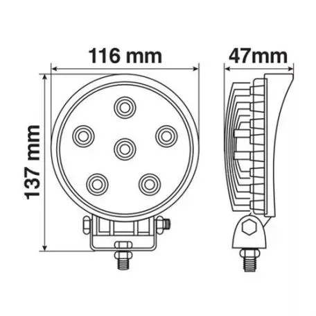 Lampa ΠΡΟΒΟΛΕΑΣ ΕΡΓΑΣΙΑΣ WL-12 18W 1440LM 12/24V ΜΕ 6 LED ΔΙΑΘΛΑΣΗΣ 6.000K (137 x 116 x 47mm) ΣΤΡΟΓΓΥΛΟΣ -1ΤΕΜ. L7232.6 