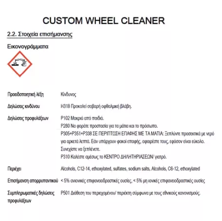 AutoGLym AUTOGLYM CUSTOM WHEEL CLEANER - ΑΣΦΑΛΕΣ ΚΑΘΑΡΙΣΤΙΚΟ ΖΑΝΤΩΝ 500ml - 1 Τεμ. ΧΜ.AG/CWC500 