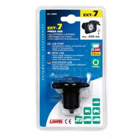 Lampa ΠΡΙΖΑ ΑΝΑΠΤΗΡΑ EXT-7 60x43mm 2100mA 12/24V ΜΕ ΘΥΡΑ USB 3900.6-LM 