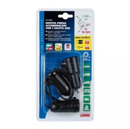 Lampa Αντάπτορας Διπλός Αναπτήρα με Καπάκι L3896.6/T 